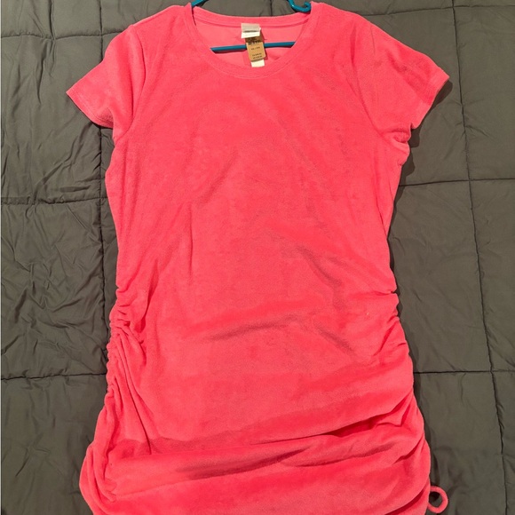 Bright Pink Ruched Mini Dress - Picture 2 of 2